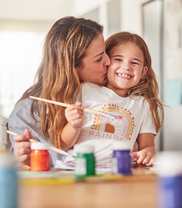 Mother and child doing art together